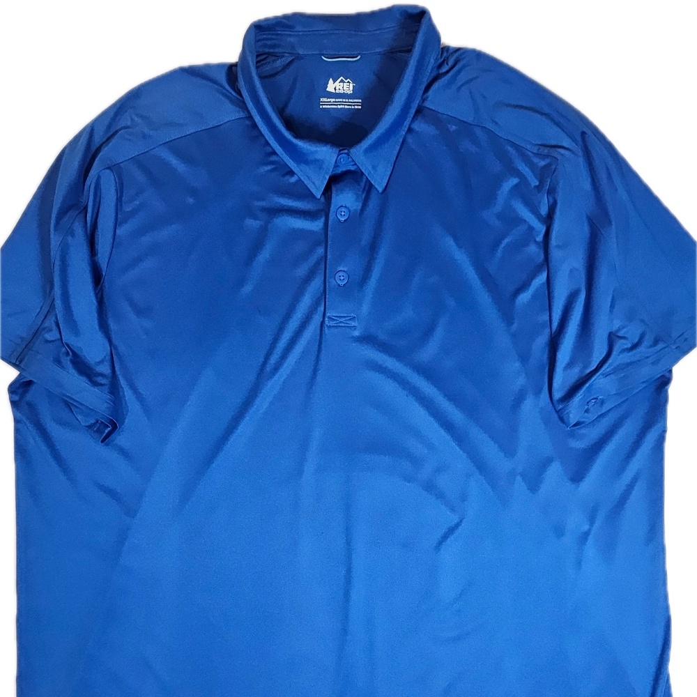 REI Co-op Polo Shirt Mens 2XL Blue‎ Performance Stretch Moisture Wicking Golf